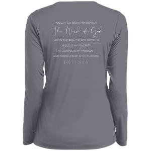 Sheridan.Church Ladies' Moisture-Wicking Long Sleeve V-Neck Tee