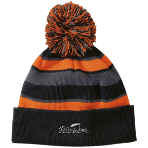 DzynWorx Striped Beanie with Pom