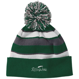 DzynWorx Striped Beanie with Pom