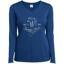 Load image into Gallery viewer, Hair By W2 Ladies’ Long Sleeve Performance V-Neck Tee