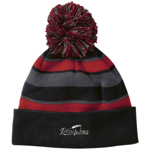 DzynWorx Striped Beanie with Pom