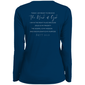 Sheridan.Church Ladies' Moisture-Wicking Long Sleeve V-Neck Tee