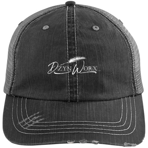 DzynWorx Distressed Unstructured Trucker Cap