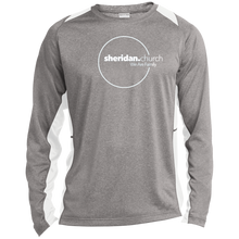 Load image into Gallery viewer, Sheridan.Church Long Sleeve Heather Colorblock Performance Tee