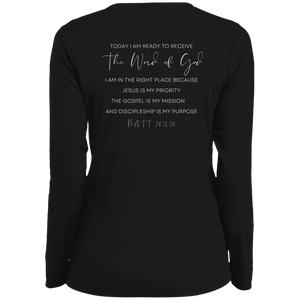 Sheridan.Church Ladies' Moisture-Wicking Long Sleeve V-Neck Tee