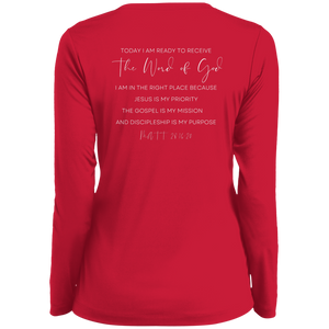 Sheridan.Church Ladies' Moisture-Wicking Long Sleeve V-Neck Tee