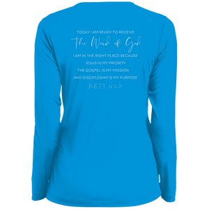 Sheridan.Church Ladies' Moisture-Wicking Long Sleeve V-Neck Tee