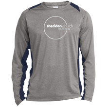 Load image into Gallery viewer, Sheridan.Church Long Sleeve Heather Colorblock Performance Tee