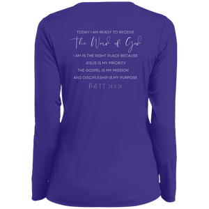 Sheridan.Church Ladies' Moisture-Wicking Long Sleeve V-Neck Tee